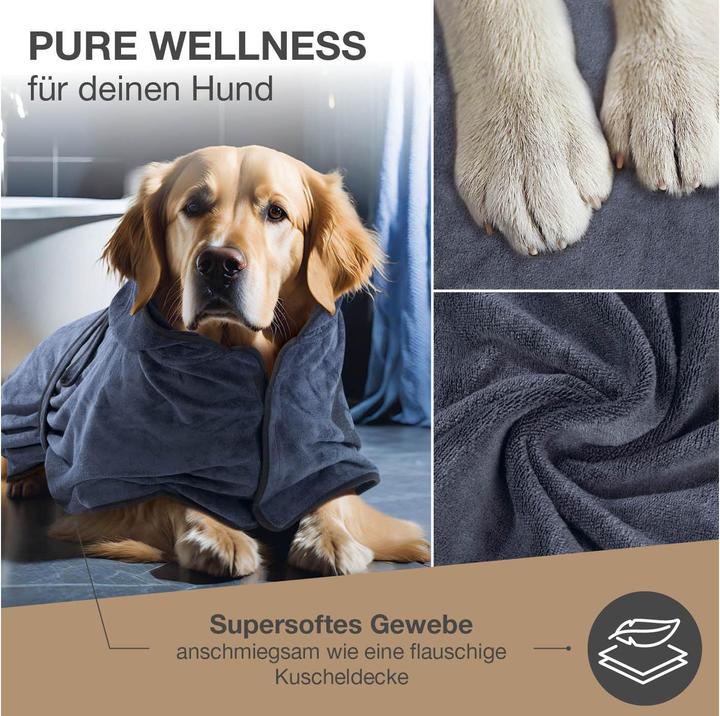 Immagine prodotto Fluffino Accappatoio Beige / Blu, M (M, Accappatoio per cani)