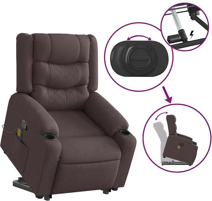 Actual product image VidaXL Massage chair with stand-up aid dark brown fabric