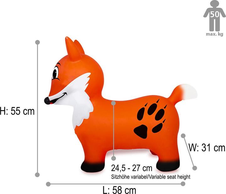 Actual product image Orange Hüpftier Fuchs mit Pumpe
