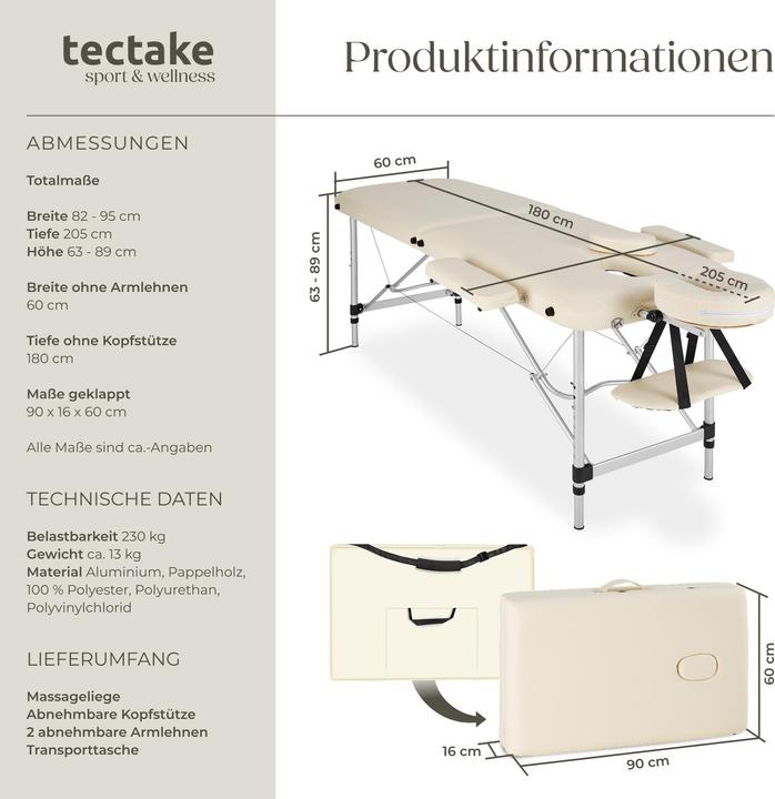Produktbild tectake 2 Zonen Massageliege