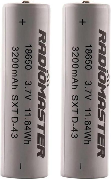 RadioMaster 18650 3200mAh 3.7V Battery (2pcs) for TX16S / Boxer / TX12/ Pocket / MT12 Radios (3.70 V, 3200 mAh)