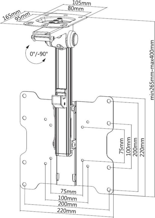 Actual product image Techly Ceiling Mount Foldable and Retractable for LCD TV LED 17-37" (Various)
