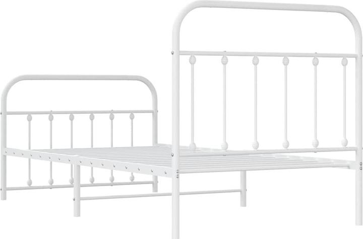 Produktbild VidaXL Bettgestell mit Kopf- und Fussteil Metall Weiss 120x200 (120 x 200 cm)