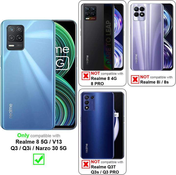 Productafbeelding Cadorabo Boek Stand Case voor Realme 8 5G / V13 / Q3 / Q3i / Narzo 30 5G (Realme Narzo 30 5G, Realme V13, Realme Q3i 5G)