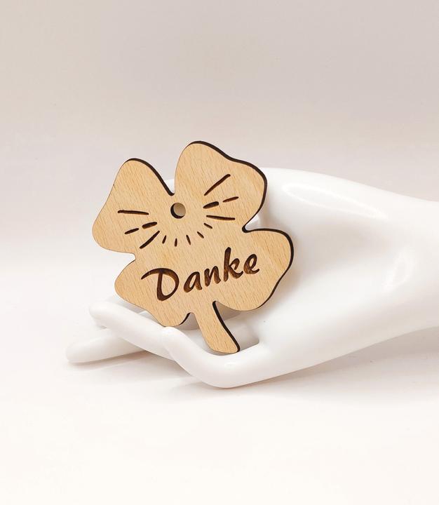Image du produit ZNatur Pendentif trèfle Décoration cadeau avec gravure Merci No.69