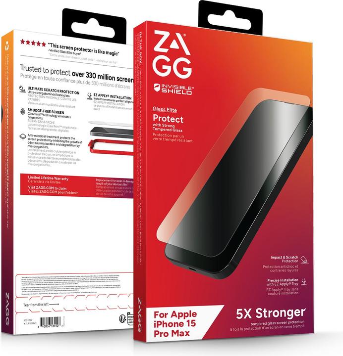 Actual product image Zagg Invisibleshield Glass Elite Am (1 Piece, Apple iPhone 15 Pro Max)