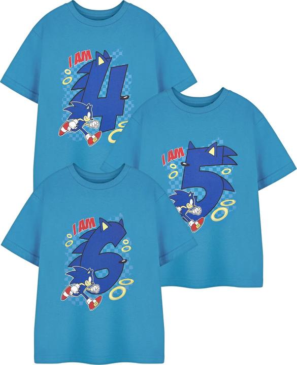 Actual product image Sonic The Hedgehog Boys I Am 4 Short-Sleeved Birthday T-Shirt (116)