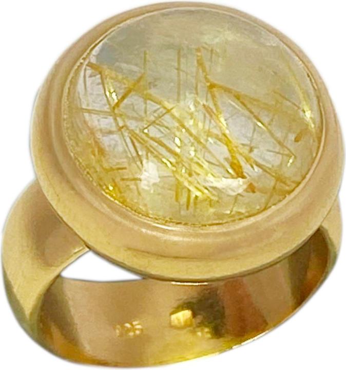 Produktbild Steinkult Sterling Silber Ring, mit 18 Kt. Gold veredelt "Goldener Rutilquarz" (56, 925 Silber)