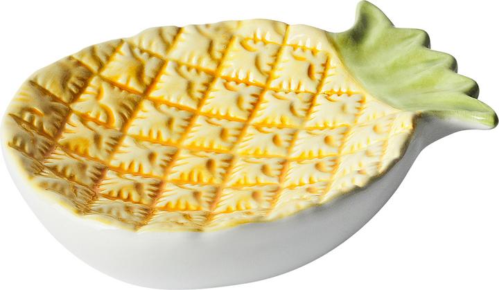 Actual product image Beliani Bathroom set 4-piece ceramic pineapple motif yellow MAICAO