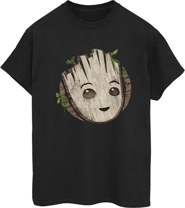Actual product image Womens/Ladies I Am Groot Wooden Head Cotton Boyfriend T-Shirt (XXL)