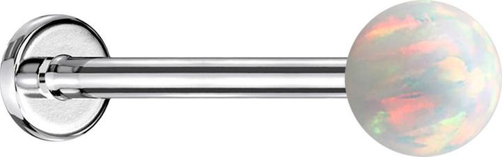 Produktbild Star Piercing Micro Labret silber mit Kugel Opal weiss (ohne Messing, Chirurgenstahl 316L)