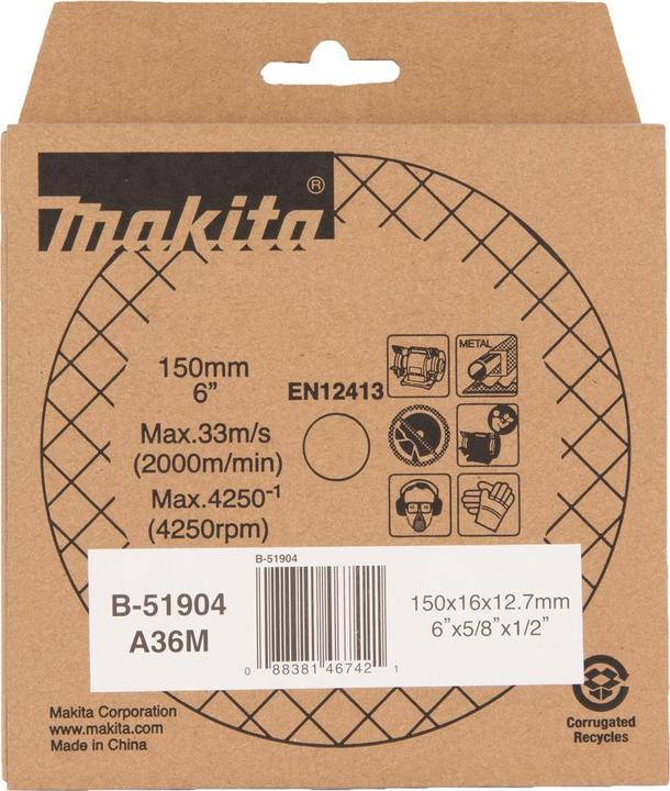 Actual product image Makita Grinding stone A36M 150x16x12,7 (A36)