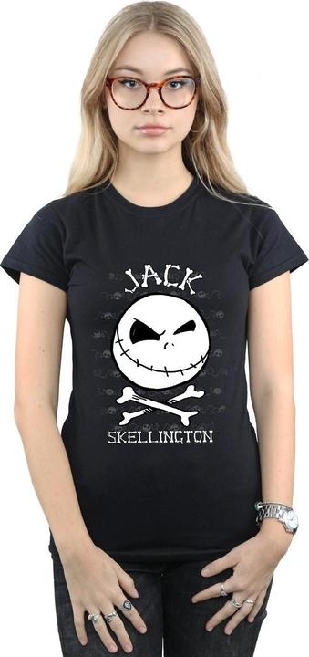 Actual product image Disney Womens/Ladies Nightmare Before Christmas Jack Face Cotton T-Shirt (XXL)