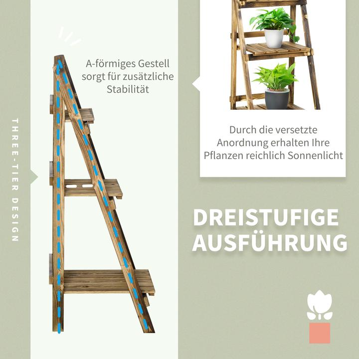 Actual product image Outsunny Plant staircase Flower staircase Plant shelf 3 steps Fir wood Dark brown 40 x 37 x 93 cm