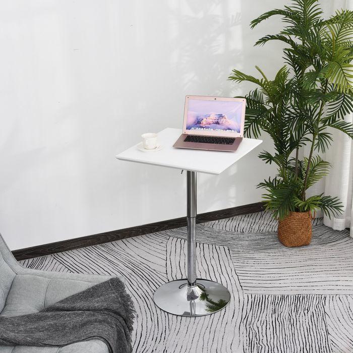 Image du produit Swisshandel24 Table haute, réglable en hauteur, carrée, acier blanc 60 x 60 x 71-92 cm