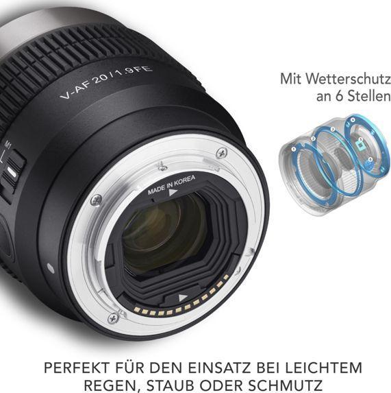 Actual product image Samyang V-AF 20mm F1.9 Sony E-mount (Sony E, full size, APS-C / DX)