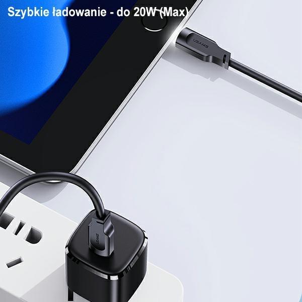 Produktbild Usams Ladekabel Typ-C zu Lightning PD - Schwarz (1.20 m, USB 3.0)