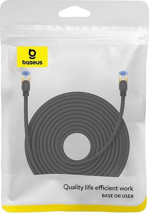 Image du produit Baseus Câble réseau en fil métallique cat.7 Ethernet RJ45, 10Gbps, 20m (noir) (S/FTP, CAT7, 20 m)