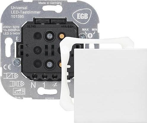 Produktbild EGB 5592e6000e Tastdimmer mit Halterahmen und 55er Wippe RAL9010 LED Leistung 3140WLeistung 73