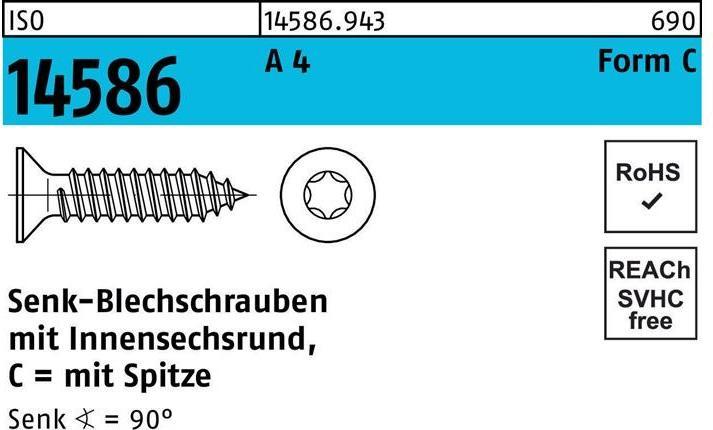 Productafbeelding Verzonken kop tapschroef ISO 14586 w.zeskantbus/tip 3.9 x 50 -T15 A 4 (500 Schroeven per stuk)