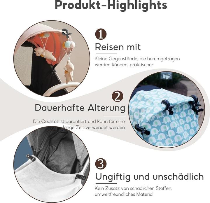 Produktbild ASMI Swaddle Clips, Kinderwagen Klammern 2 Stück Weiss
