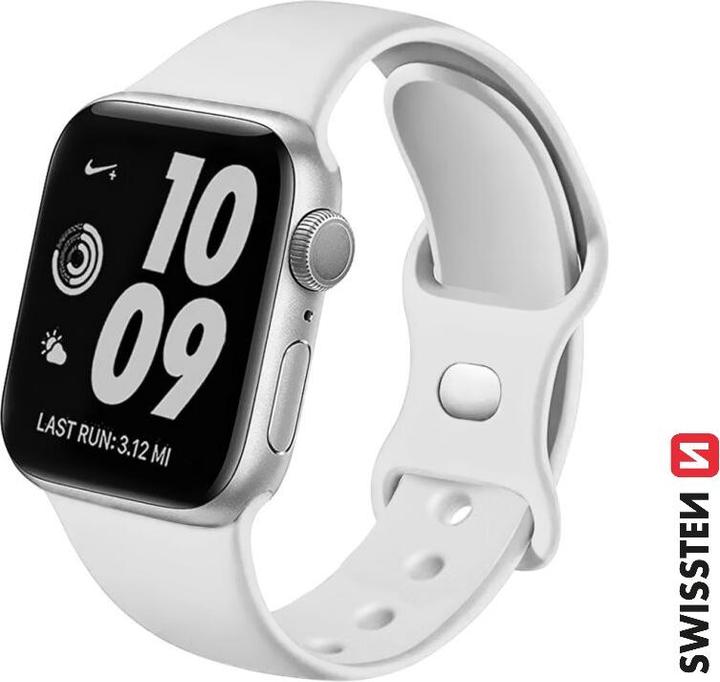 Immagine prodotto Swissten Cinturino in silicone per apple watch 42-44 mm bianco (44 mm, 42 mm, Silicone)