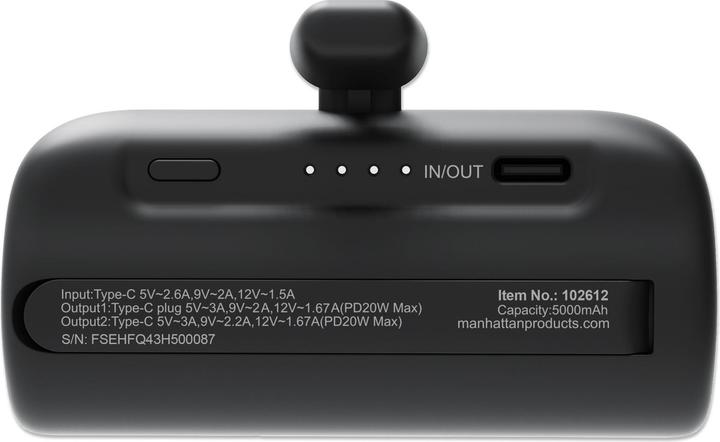 Actual product image Manhattan PD Powerbank 5000mAh Type-C St. 20W black (5000 mAh, 20 W, 20 Wh)