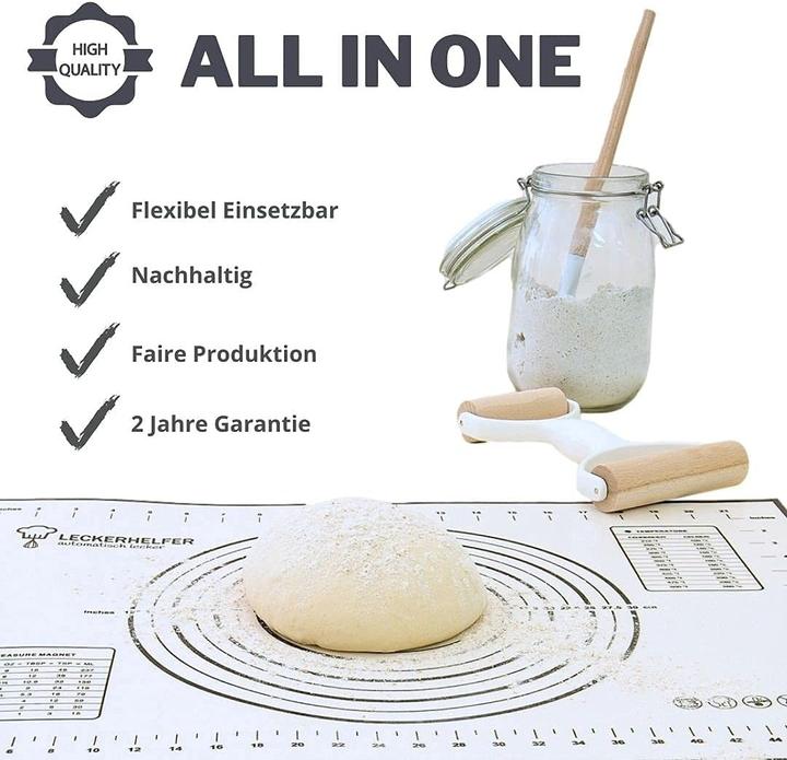 Produktbild Leckerhelfer Teigroller - Doppelroller - 2 Seitig, Teig-Rolle, Nudelholz ideal für Kuchen, Pizza, Nudeln