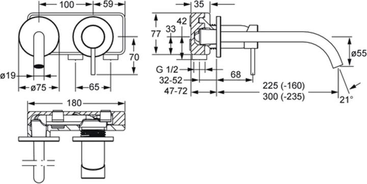 Immagine prodotto Hansa Miscelatore Hansapublic per lavabo, miscelatore monocomando, da incasso, raggio 300 mm, 579521