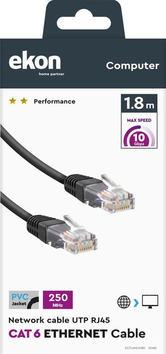 Immagine prodotto Ekon Cavo di rete Cat 6 (U/UTP, CAT6, 1.80 m)