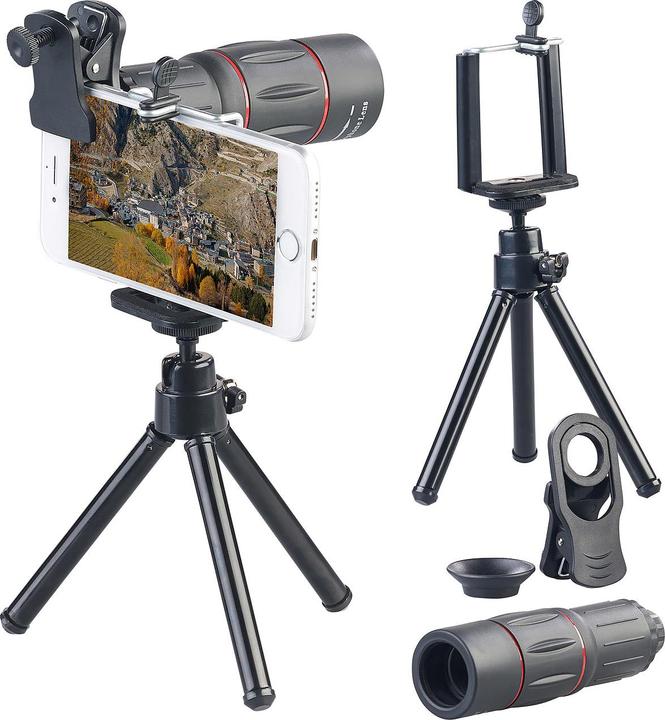 Produktbild Somikon Vorsatz-Tele-Objektiv mit Smartphone-Stativ
