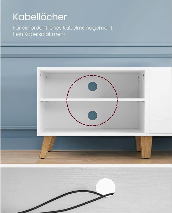 Immagine prodotto Vasagle TV-Möbel 140 x 40 x 45 cm, Weiss (140 x 40 x 45 cm)
