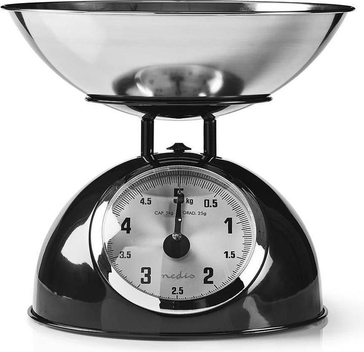 Produktbild Nedis Küchenwaage - Retro Haushalt - 5 kg Wiegekapazität - Abnehmbare Edelstahlschüssel - 25 g Wie