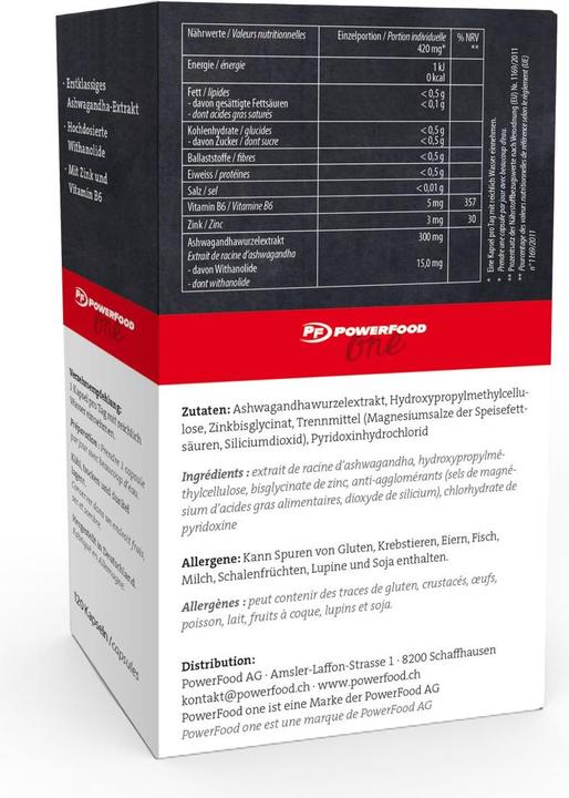 Produktbild PowerFood One Ashwagandha (120 Stück, Kapseln, 96 g)