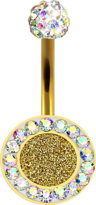 Image du produit Star Piercing Banane plaquée or avec paillettes et cristal multicolore (sans laiton, Acier chirurgical 316L)