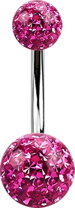 Produktbild Star Piercing Banane silber mit zwei Kristall Kugeln pink Epoxy Schutzschicht (Titan G23, ohne Messing)