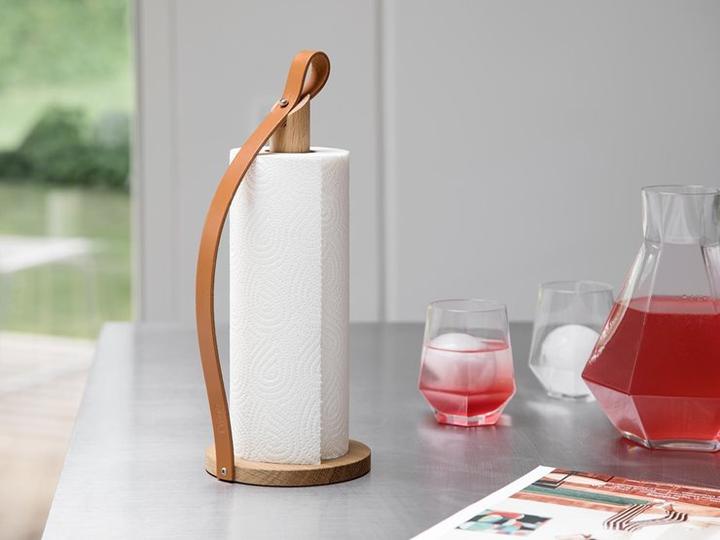 Produktbild Piffany Copenhagen byWirth Hands On Tisch-Papierhandtuchhalter Leder, Metall, Eiche Braun, Holz