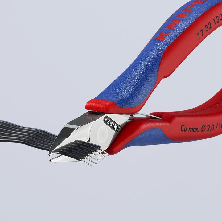 Produktbild Knipex 77 32 130 Elektronik-Seitenschneider mit Mehrkomponenten-Hüllen 130 mm (129 mm)