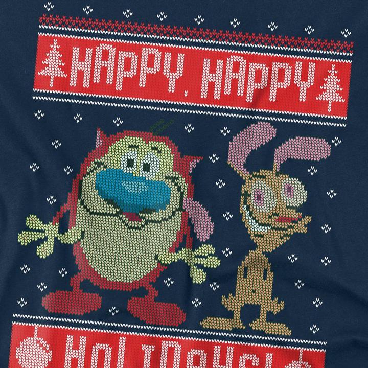 Immagine prodotto Ren & Stimpy Happy, Happy Holidays Maglietta Maglione di Natale Uomo (5XL)