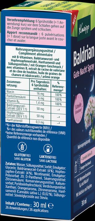 Nutritional values and ingredients Kneipp Gute Nacht (Spray)