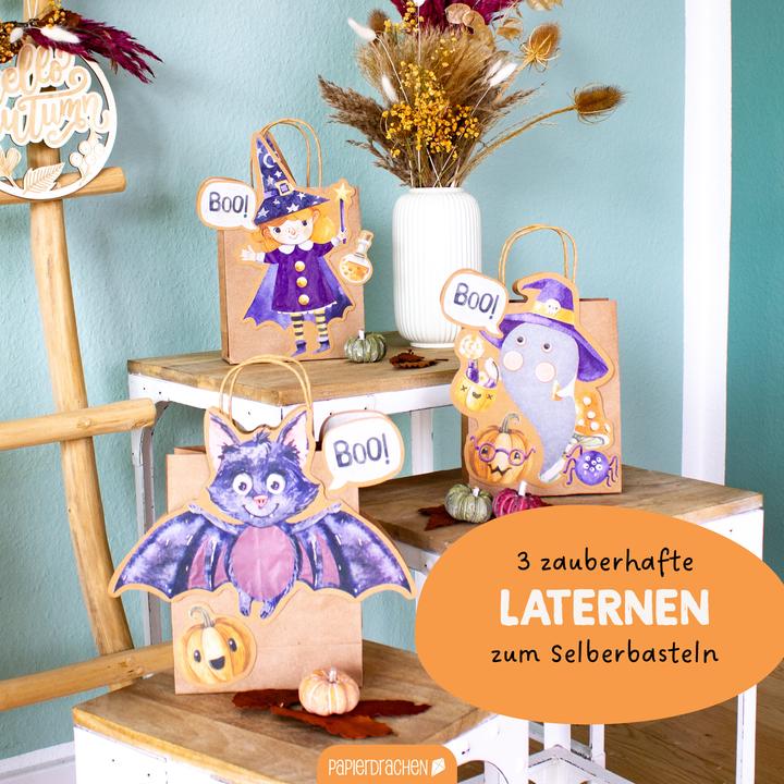 Produktbild Papierdrachen 3 Kinderlaternen Halloween - Set 01