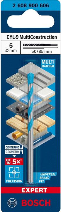 Image du produit Bosch Professional Zubehör Foret Expert CYL-9 MultiConstruction, 5 x 50 x 85 mm, d 4,5 mm (5 millimètres)