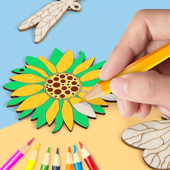 Produktbild Activity Board 32pcs hölzerne Ausschnitte Schmetterling Holzscheiben, Handwerk Kits, Holzausschnitte