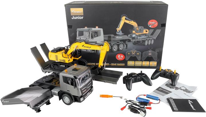 Actual product image Amewi 2-in-1 low loader/excavator set G836E/G041E 1:24 RTR (RTR Ready-to-Run)