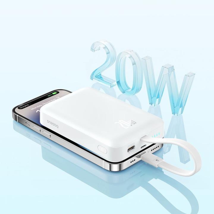 Actual product image Baseus Powerbank Magnetic Mini 10000mAh 20W MagSafe (white) (10000 mAh, 20 W, 20 Wh)