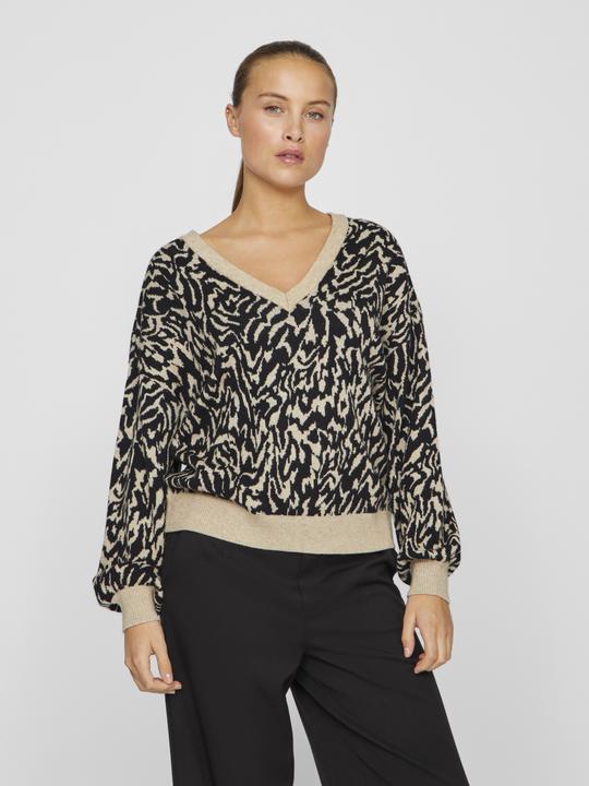 Actual product image Vila V-neck jacquard knitted jumper (M)