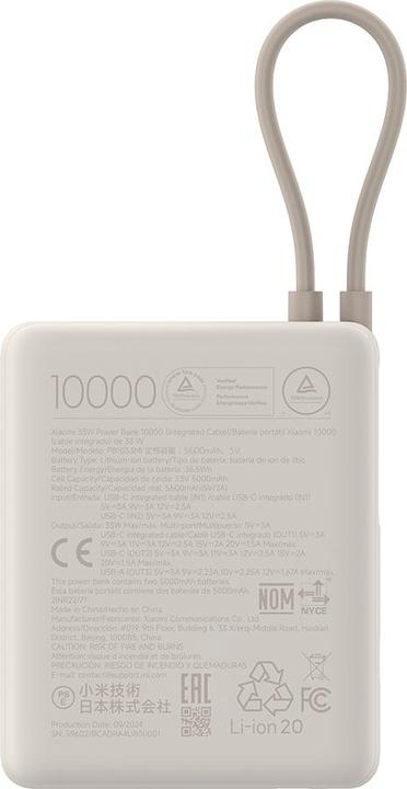 Produktbild Xiaomi 33W Power Bank 10000mAh (Integrated Cable) (10000 mAh, 36.50 W, 36.50 Wh)