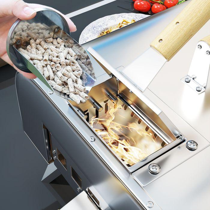 Actual product image Swisshandel24 Outdoor Pizzaofen Holzbefeuerter Pizza Ofen Edelstahl, Pizzastein (Pizza oven wood)