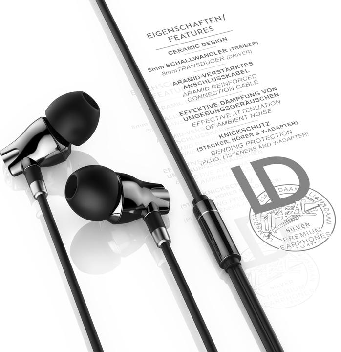 Produktbild Liam & Daan In-Ear Kopfhörer, Keramik "Urban" InEar Earphone, 8mm Treiber, Aramid Kabel (NC, Kabelgebunden)