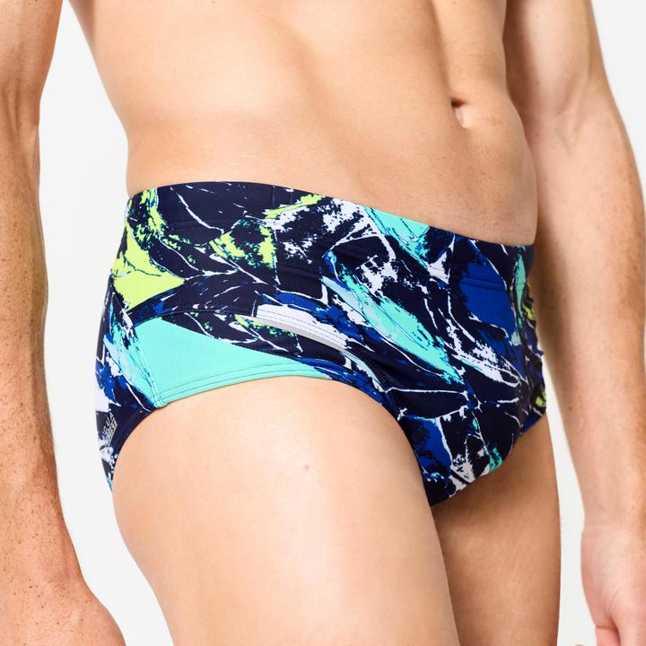 Produktbild Nabaiji Badehose Slip Herren Kastenform - 900 Motu blau/grün (50)